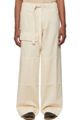 Dries Van Noten: Off-White Cotton Cargo Pants | SSENSE UK