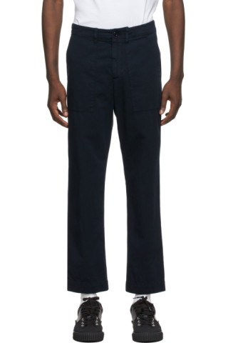 Navy Gabardine Trousers by Dries Van 