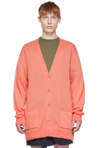 Orange Mohair Cardigan by Dries Van Noten on Sale