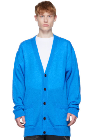 Blue Mohair Cardigan by Dries Van Noten on Sale