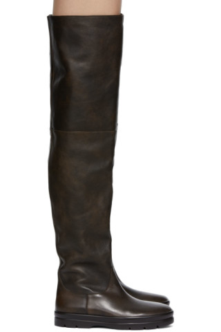 The Row: Brown Billie Over-The-Knee Boots | SSENSE