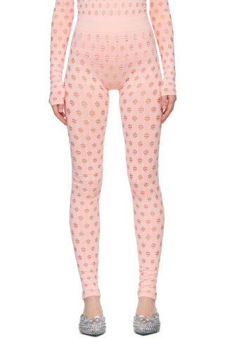 Maisie Wilen: SSENSE Exclusive Pink Perforated Leggings | SSENSE