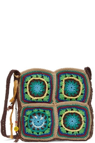 Andersson Bell: Brown Hand Crochet Messenger Bag | SSENSE