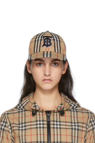 Burberry: Beige Cotton Monogram Motif Vintage Check Baseball Cap