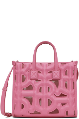 Burberry Freya Mini Monogram Leather Tote Women's Pink