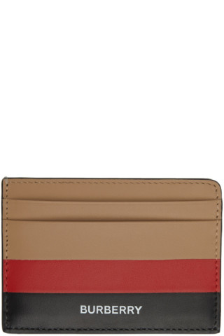 Burberry Icon-stripe Grained Leather Card Holder (Wallets and