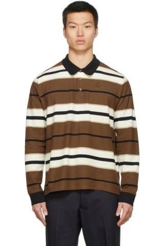 Burberry: Brown Striped Polo | SSENSE