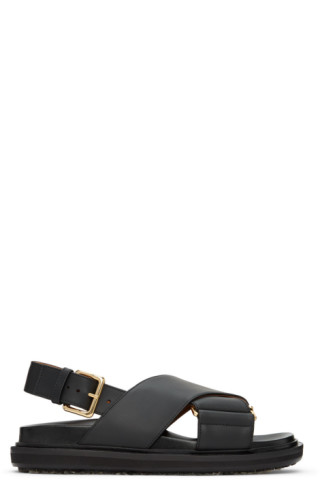 Black Fussbett Sandals by Marni on Sale