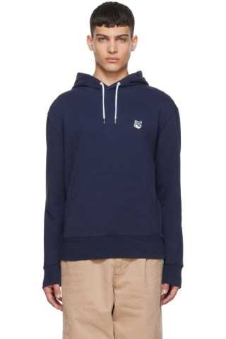 Navy Fox Head Hoodie by Maison Kitsuné on Sale