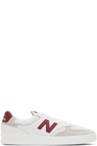 Kameel Discriminerend Geladen New Balance: White & Red 300 Court Sneakers | SSENSE