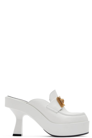 White Medusa Biggie Mules by Versace on Sale