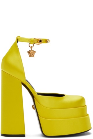 Versace: Yellow Medusa Aevitas Platform Heels | SSENSE