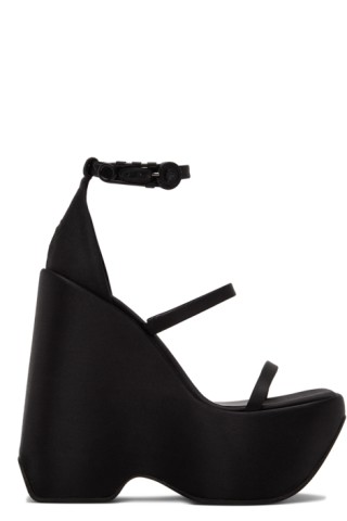 Versace: Black Strappy Heeled Sandals | SSENSE Canada