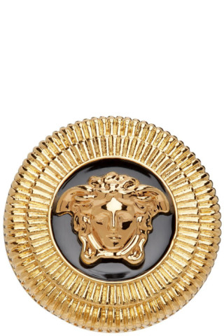 new VERSACE Biggie Medusa Medallion Coin gold buckle black belt