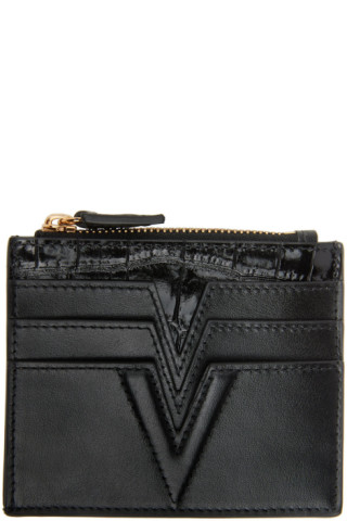 VERSACE】ブラック クロコ V ロゴ ジップカードケース | savio.com
