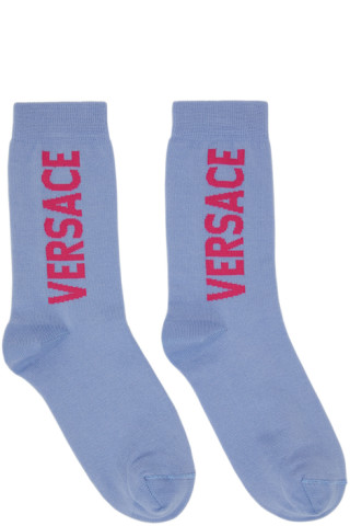 Versace: Blue Logo Socks | SSENSE