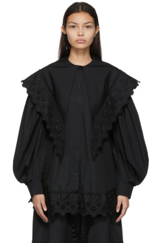 Simone Rocha: Black Signature Sleeve Pointed Collar Shirt | SSENSE UK