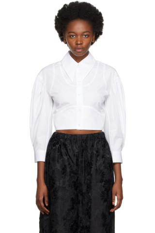 Simone Rocha: White Cropped Sculpted Shirt | SSENSE Canada