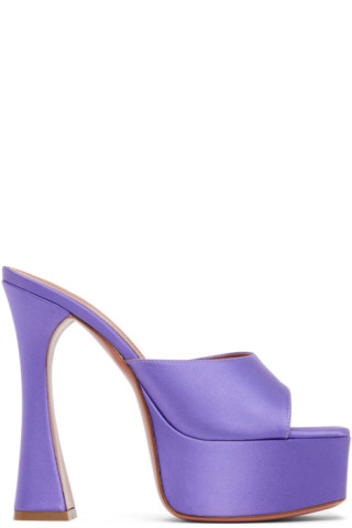 Amina Muaddi: Purple Dalida Heeled Sandals | SSENSE