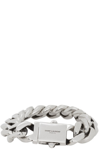 Saint Laurent: Silver Chain Bracelet | SSENSE Canada