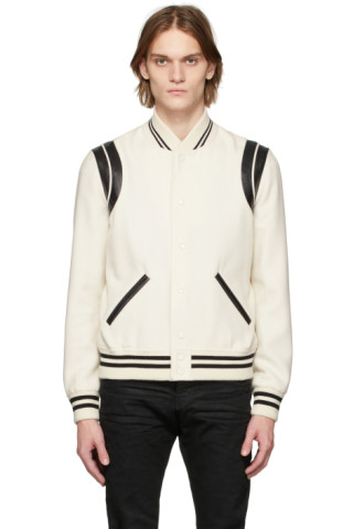 Saint Laurent - Men's Teddy Bomber Casual Jacket - White - Wool