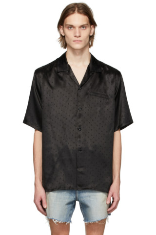 Saint Laurent: Black Silk Shark Collar Shirt | SSENSE