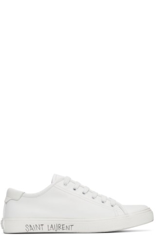 Saint Laurent: White Calfskin Malibu Low Sneakers | SSENSE