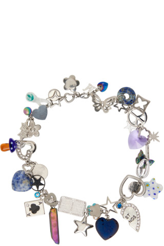 Marland Backus: SSENSE Exclusive Silver Blue Moon Charms Necklace