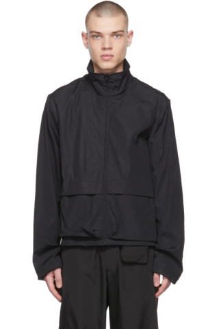 Black Detachable Sleeve Zip-Up Jacket by AMOMENTO on Sale