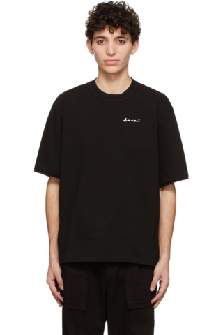 sacai: Black Cotton T-Shirt | SSENSE Canada