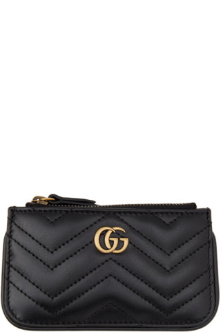 Black Leather GG Marmont Key Case