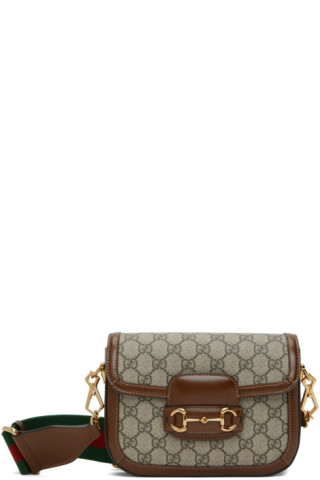 Gucci Horsebit 1955 mini bag in beige and ebony GG Supreme