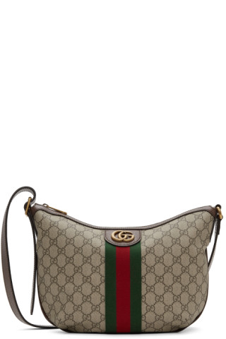 Gucci Ophidia Webbing-Trimmed Textured-leather and Printed Coated-canvas Shoulder Bag