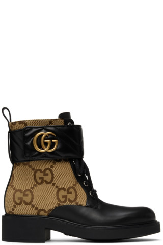 Gucci: Black Marmont Double G Boots | SSENSE Canada