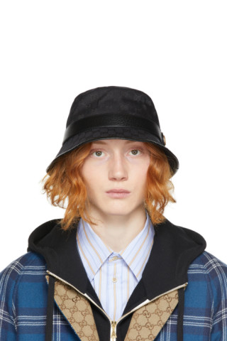 Gucci: Black GG Supreme Bucket Hat | SSENSE