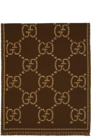 Gucci GG Logo Brown Scarf