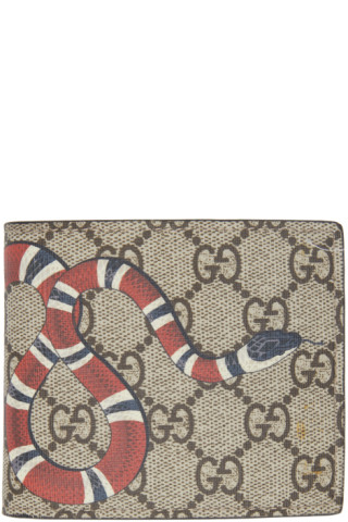 Gucci Beige GG Supreme Kingsnake Wallet for Men