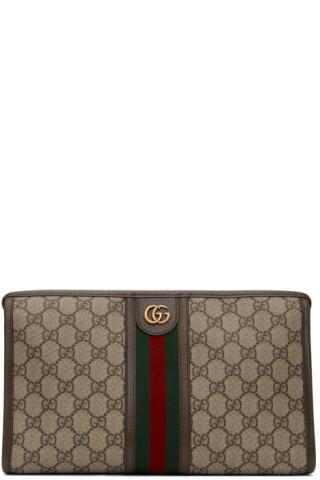 Gucci: Beige GG Ophidia Pouch