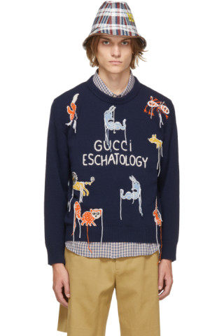 Gucci: Navy Freya Hartas Edition 'Eschatology' Sweater | SSENSE