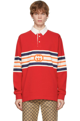 Gucci: Red Interlocking G Long Sleeve Polo | SSENSE