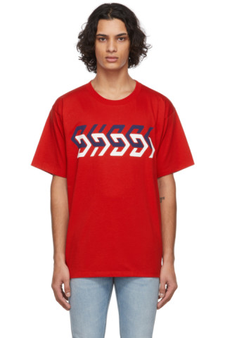 Gucci: Red Mirror T-Shirt | SSENSE Canada