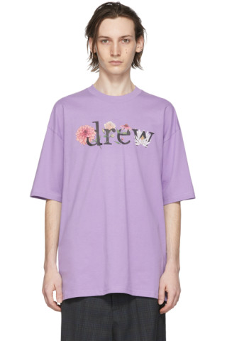 drew house: SSENSE Exclusive Purple Floral Drew T-Shirt | SSENSE