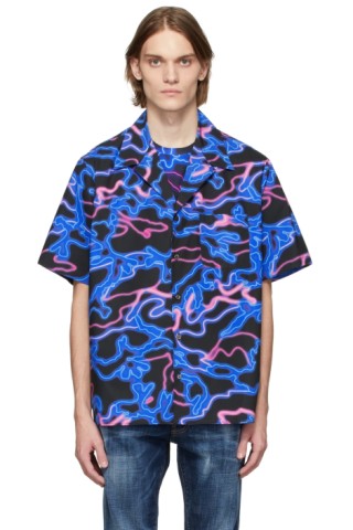 Valentino All Over Neon Camou Print Zip Sweatshirt Blue