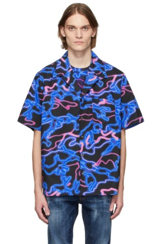 Black Neon Camo Shirt by Valentino on Sale