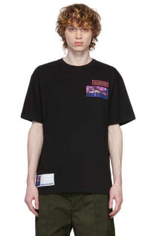 Black Brocade T-Shirt by Valentino on Sale