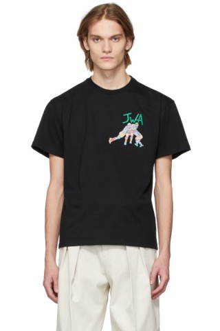 Black Pol Anglada Embroidered 'JWA' Rugby Team T-Shirt by JW Anderson ...