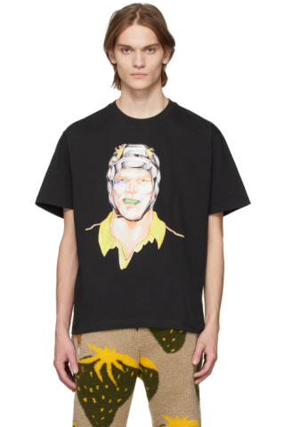 JW Anderson - Black Pol Anglada Oversized Printed Rugby T-Shirt