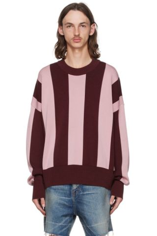 Burgundy Viscose Sweater by AMI Alexandre Mattiussi on Sale