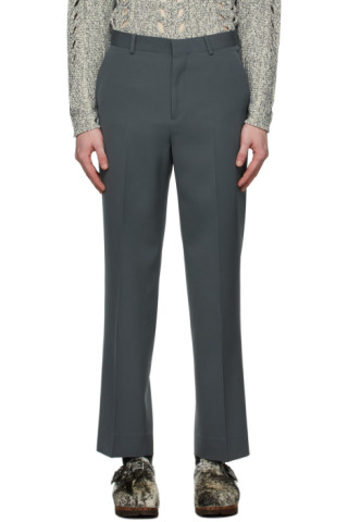 AURALEE: Grey Light Wool Max Gabardine Trousers | SSENSE Canada