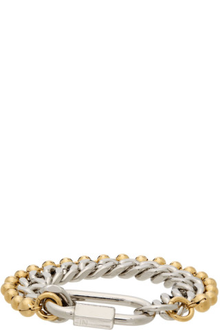 Silver Logo-engraved curb-chain bracelet, Saint Laurent